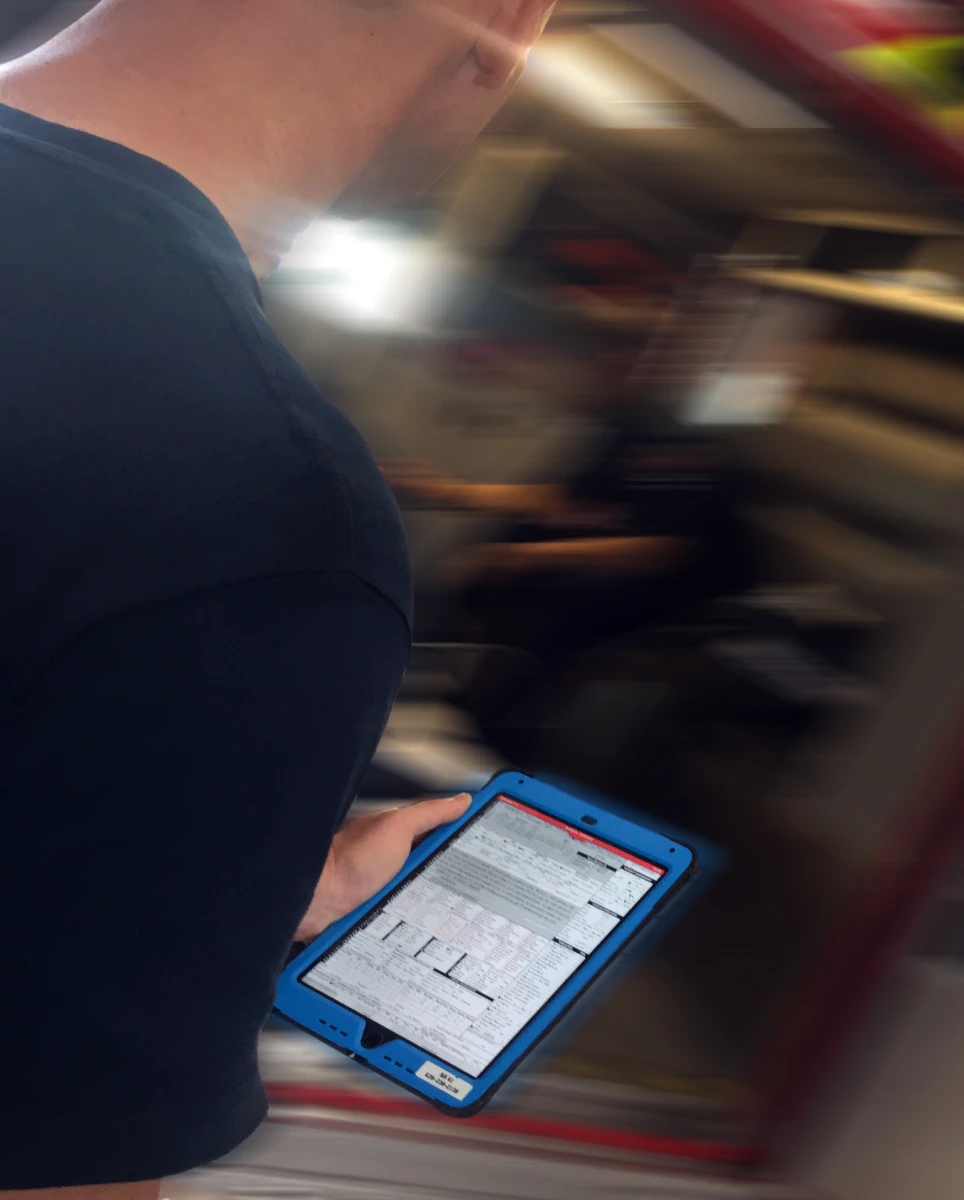 Digital EMS trainer working with a fire crew